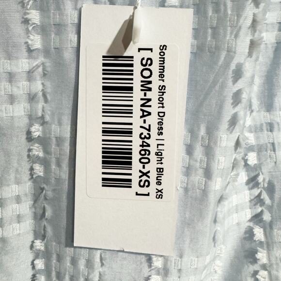 Baltic Born Women XS Sommer Short Dress Light Blue Puff Sleeves A Lime Textured - Picture 4 of 7